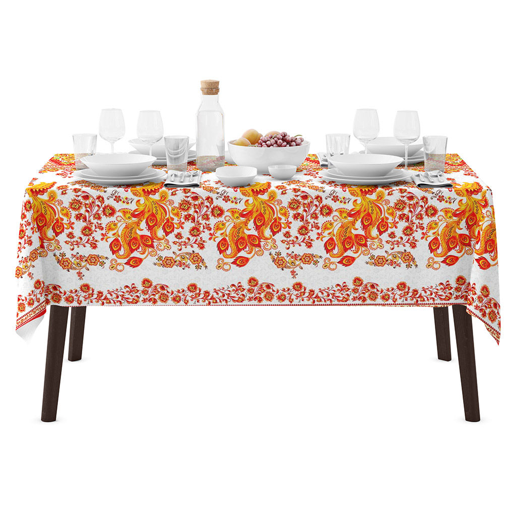 Жар-птица Скатерть 220х145см, длина стола до 180см, на 8-10 персон, хлопок Комфорт 171г/м2, Домашняя мода (Россия)  фото 6