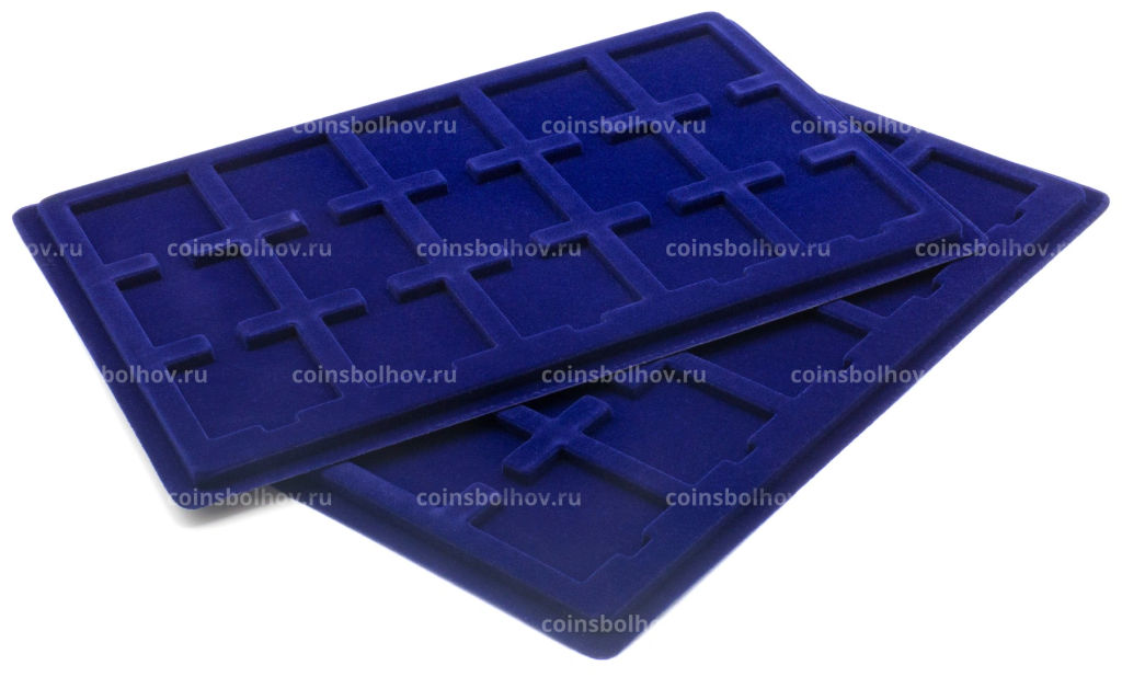 Планшет на 15 ячеек для монет в капсулах QUADRUM размером 50х50 мм (упаковка 2 штуки) Синий LEUCHTTURM 320714