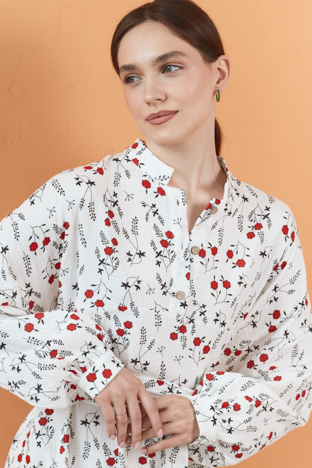 Платье муслин ROMANCE060/01/Белый, красный