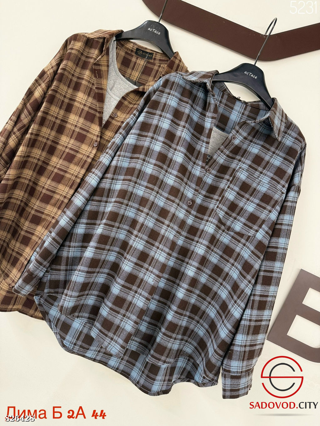 Рубашка в клетку с топиком