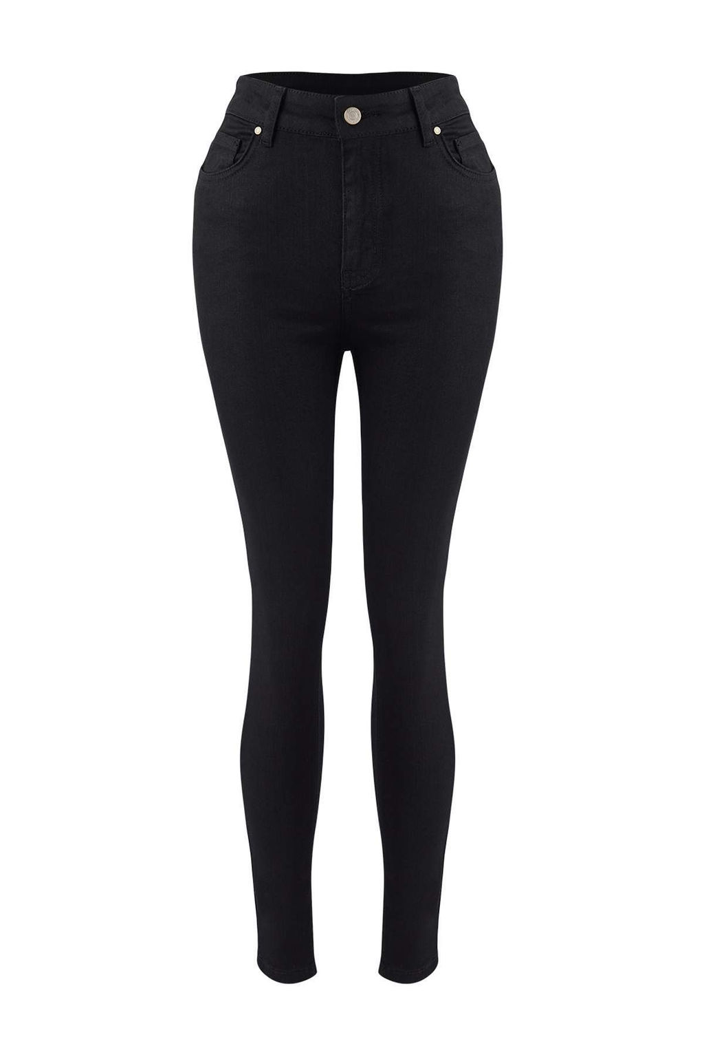 Siyah Yuksek Bel Esnek Skinny Jeans TWOAW26JE00250 - Trendyolmilla фото 5