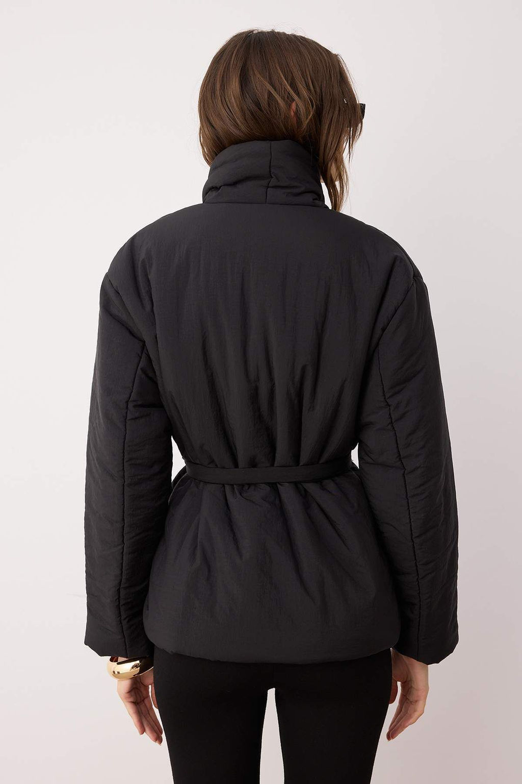 Siyah Oversize Kal?p Baglama Detayl? Sisme Mont TWOAW26MO00112