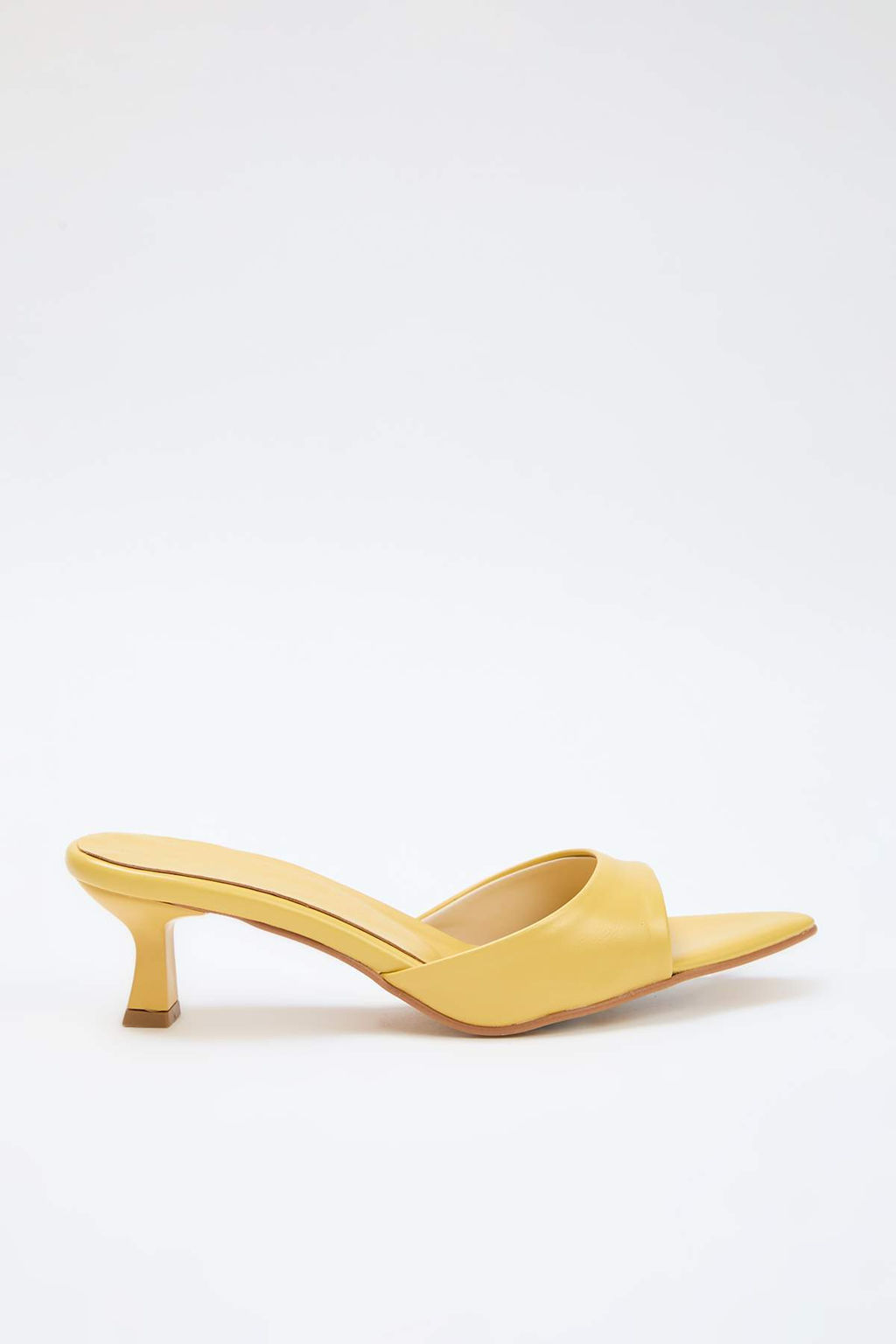 Sar? Sivri Burun Kitten Topuklu Kad?n Topuklu Terlik TAKSS25TO00111 - Trendyolmilla фото 7