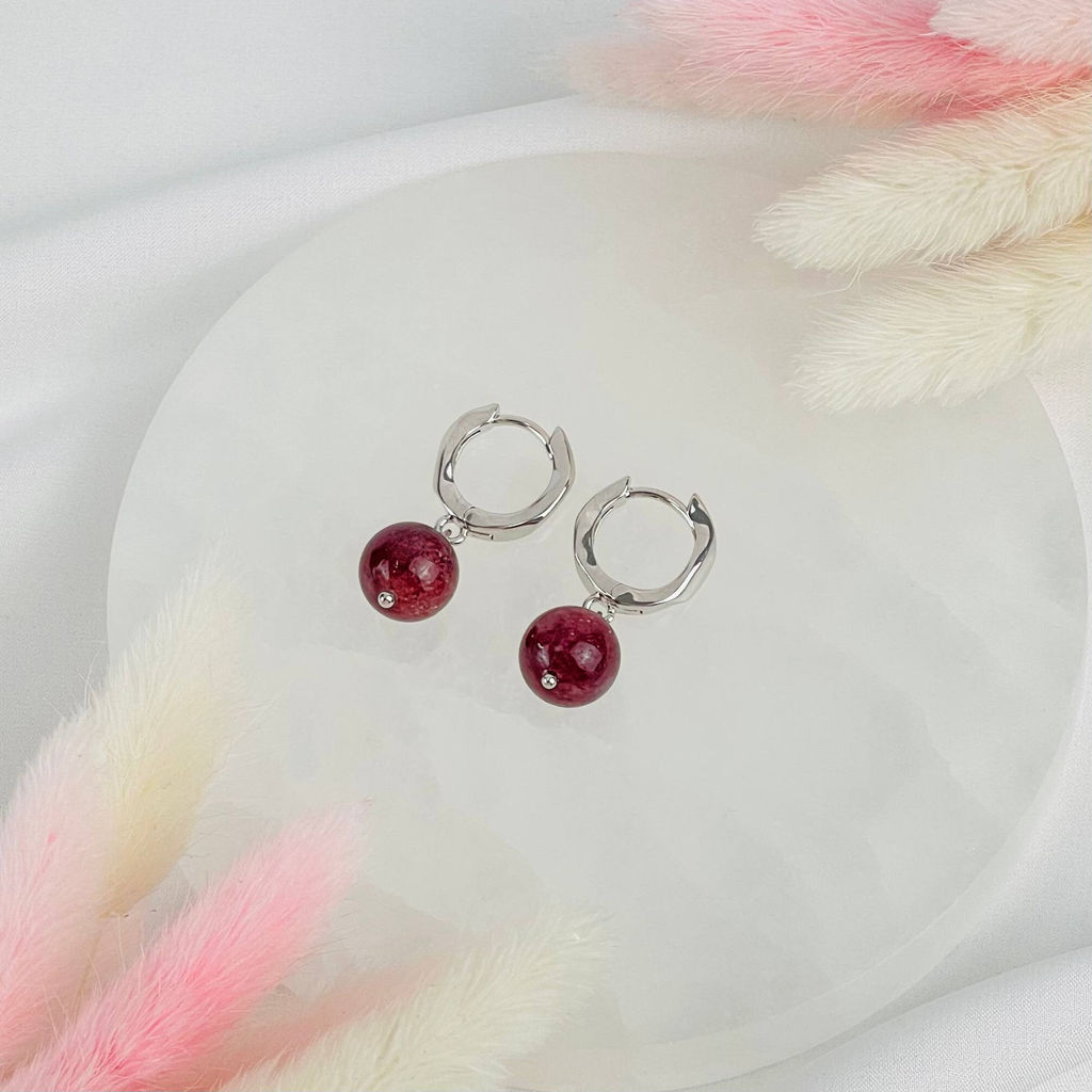 Серьги из Клубничного кварца