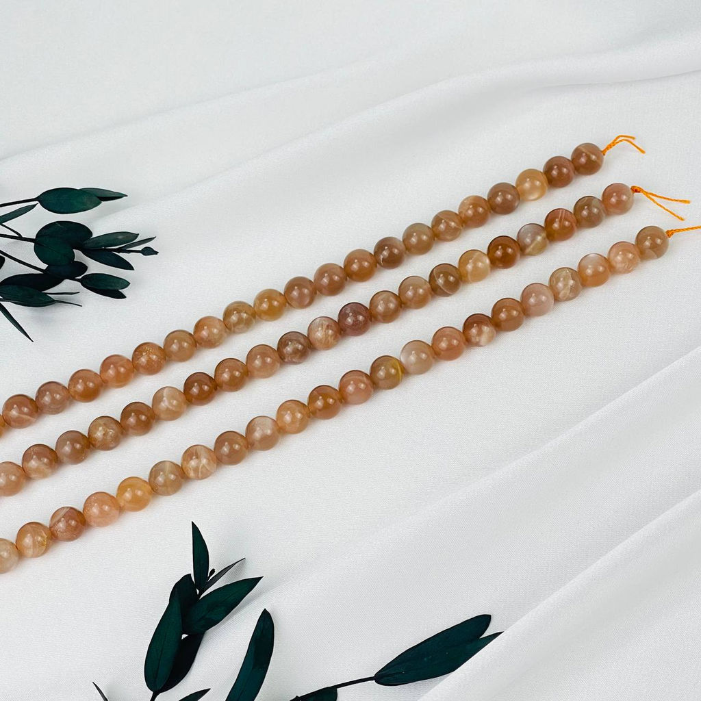 Бусины для укражений из Лунного камня (46 бусин) 39 см