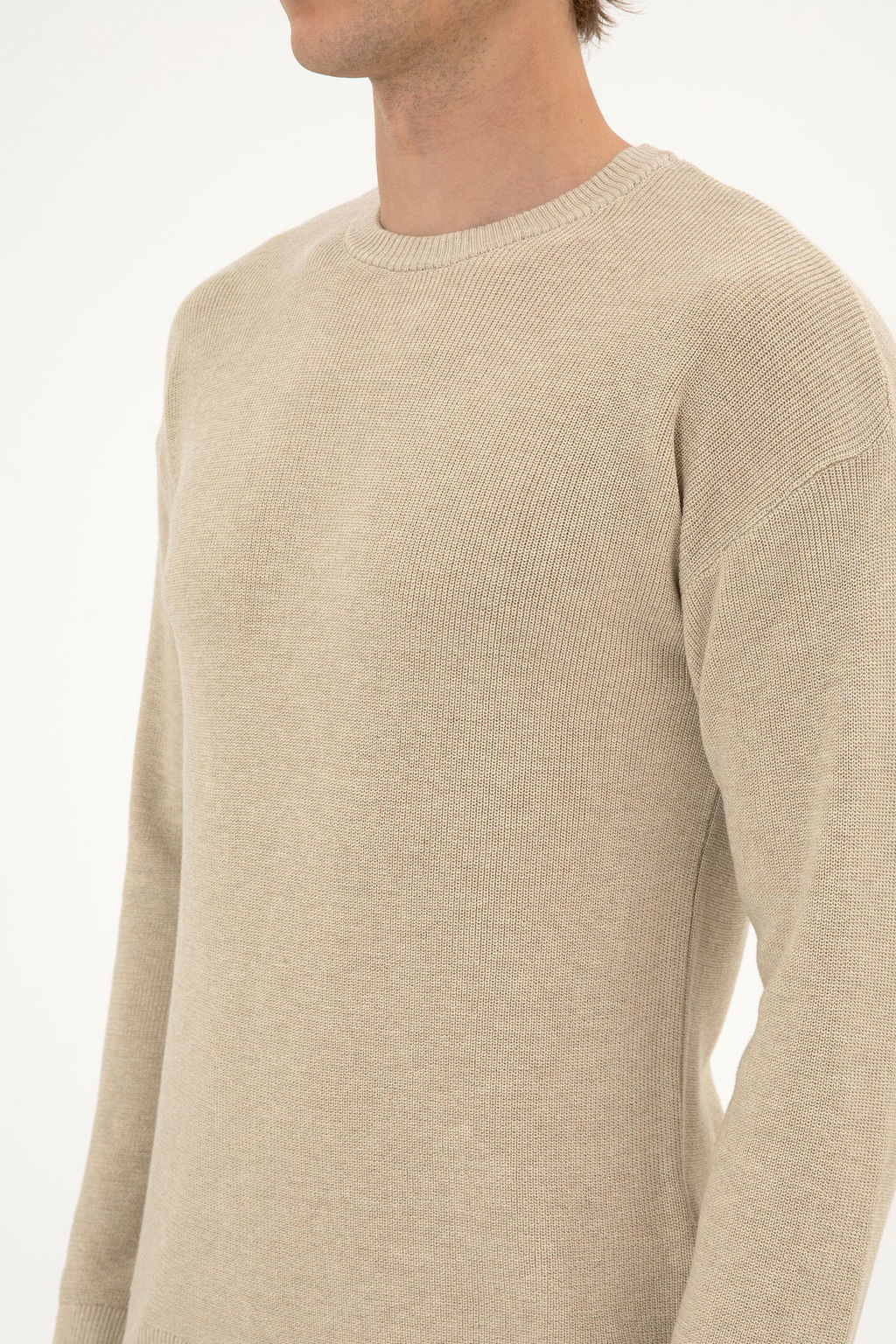 Erkek Comfort Fit Bisiklet Yaka Kum Melanj Basic Kazak - U.s. polo assn фото 7