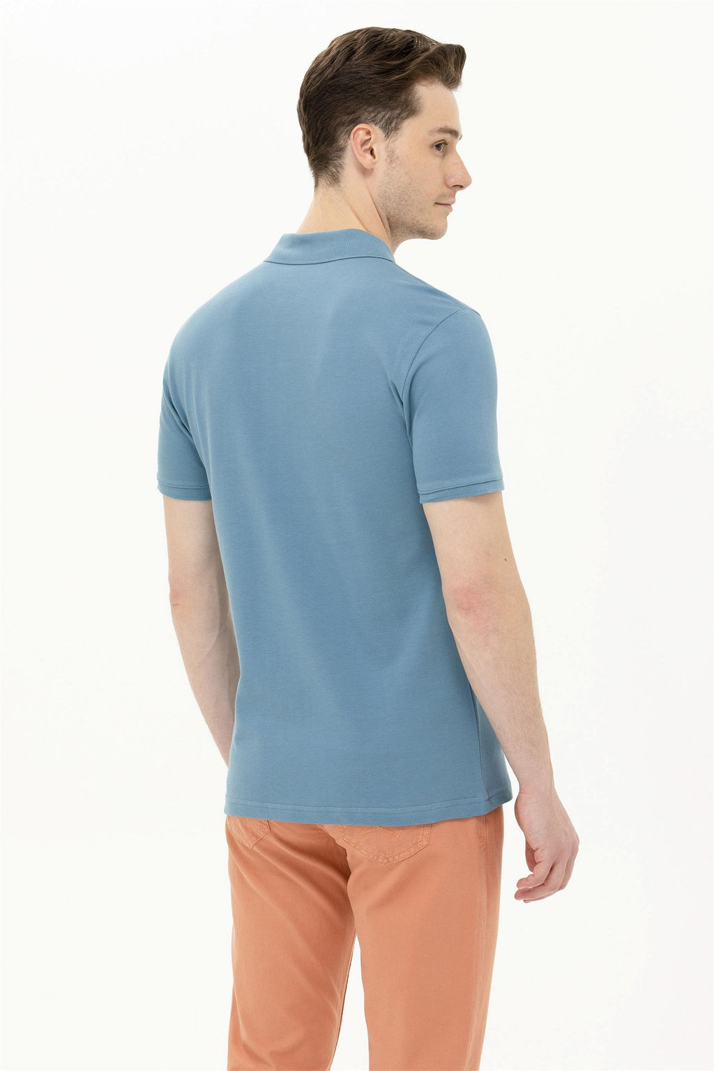 Мужская темно-мятная базовая футболка с воротником поло - U.s. polo assn фото 12