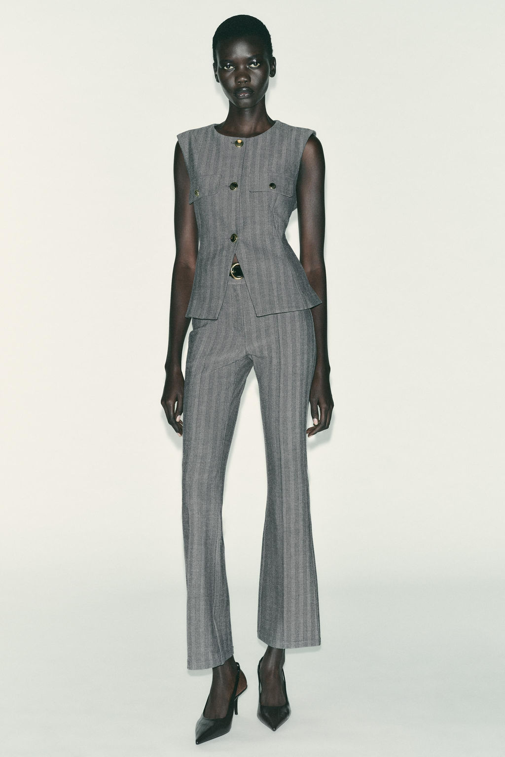 HERRINGBONE FLARE LEGGINGS WITH BELT - Zara фото 4