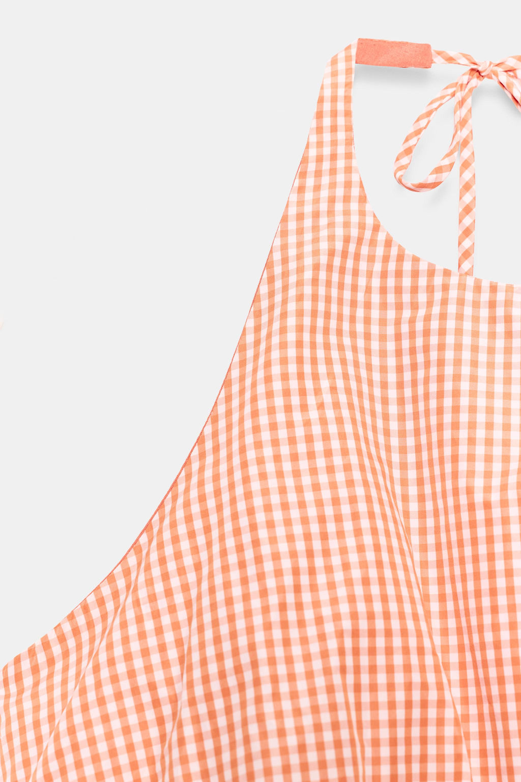 TOP HALTER GLOBO CUADRO VICHY / blanco-naranja - Zara фото 5