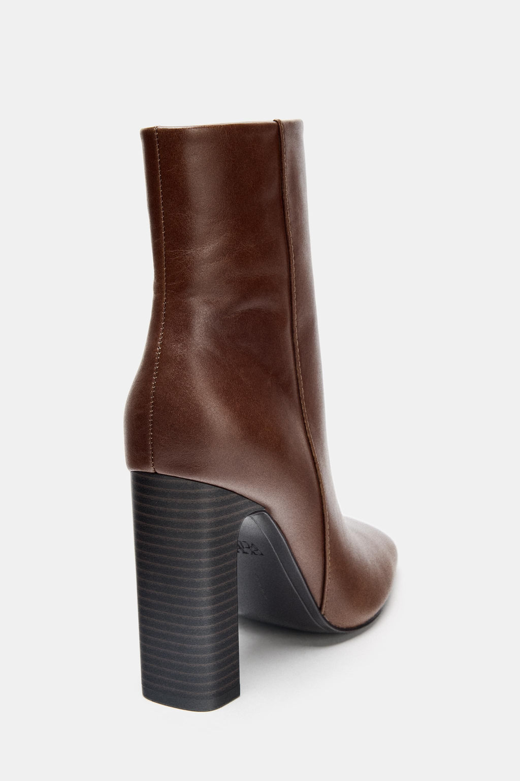 LEATHER WIDE HEEL ANKLE BOOTS - Zara фото 6