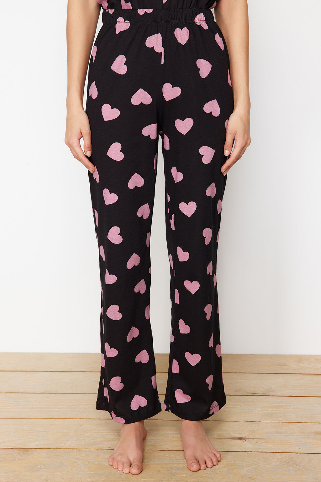 Trendyolmilla Beyaz %100 Pamuklu Kalpli Orme Pijama Tak?m? THMSS24PT00337 фото 5