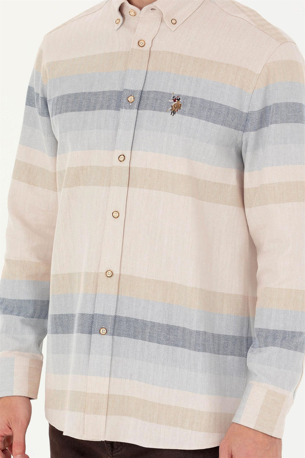 U. S. Polo Assn Мужская рубашка светло-коричневого цвета с длинным рукавом - U.s. polo assn фото 13