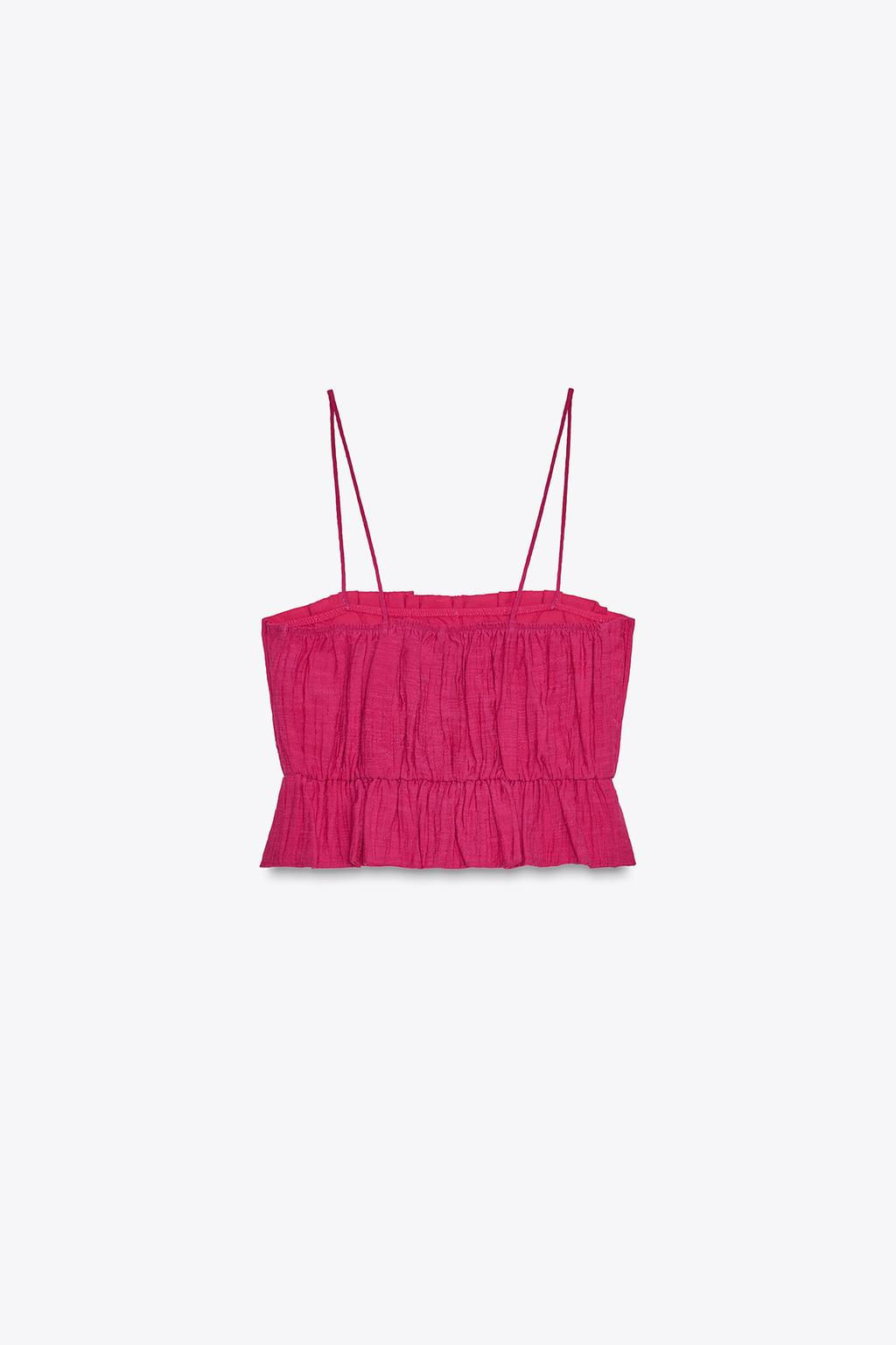 PRINTED SMOCKED CROP TOP - Zara фото 6