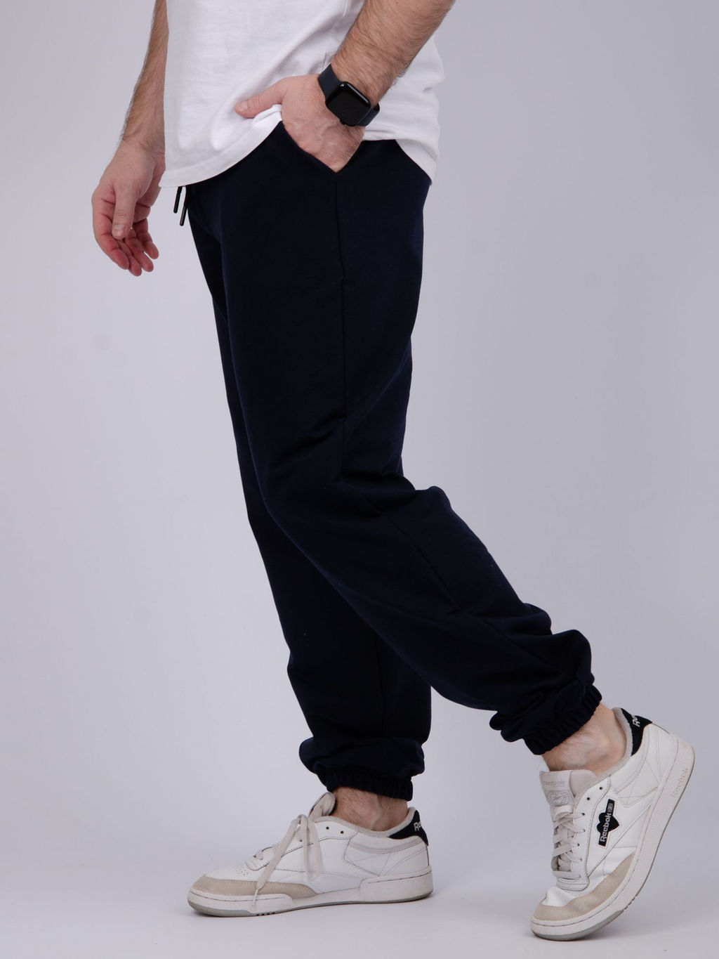 Джоггеры "Джереми 5" синие, футер с лайкрой