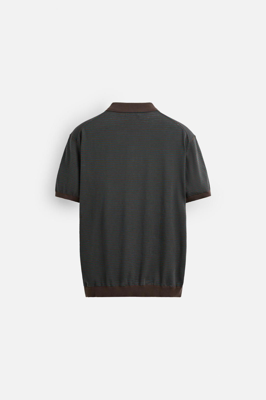 STRIPED JACQUARD KNIT POLO SHIRT - Zara фото 8
