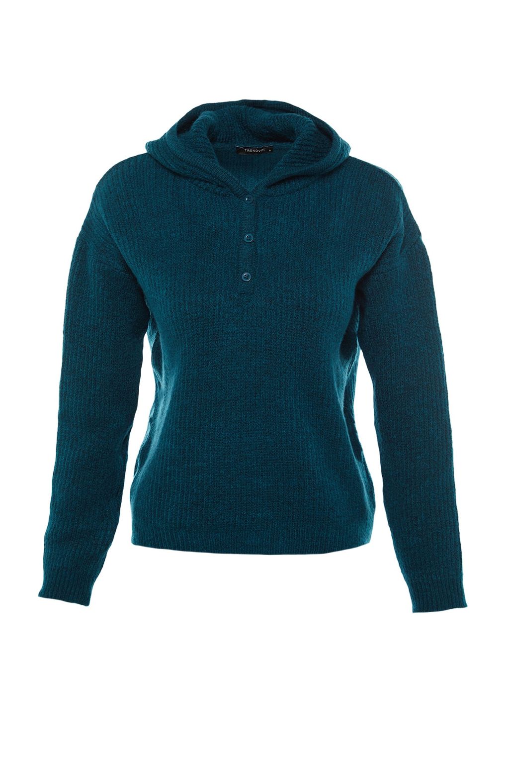 Yesil Yumusak Dokulu Kapusonlu Triko Kazak TWOAW21KZ0410 - Trendyolmilla фото 8