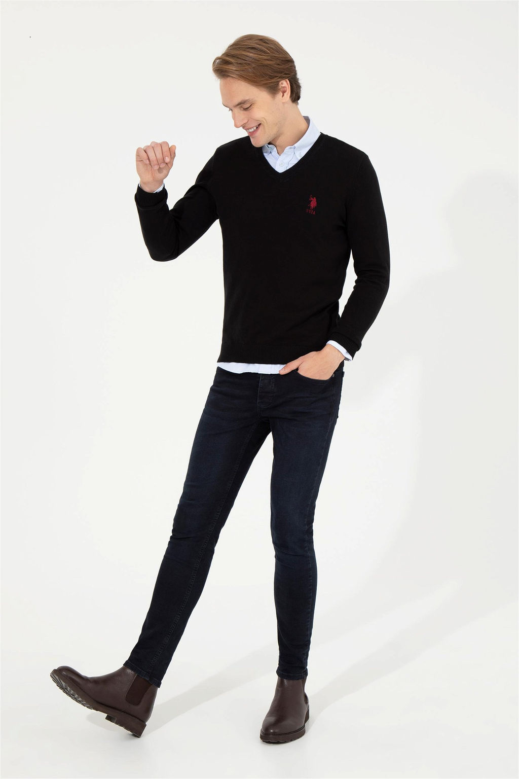 Мужской черный трикотажный свитер Basic - U.s. polo assn фото 8