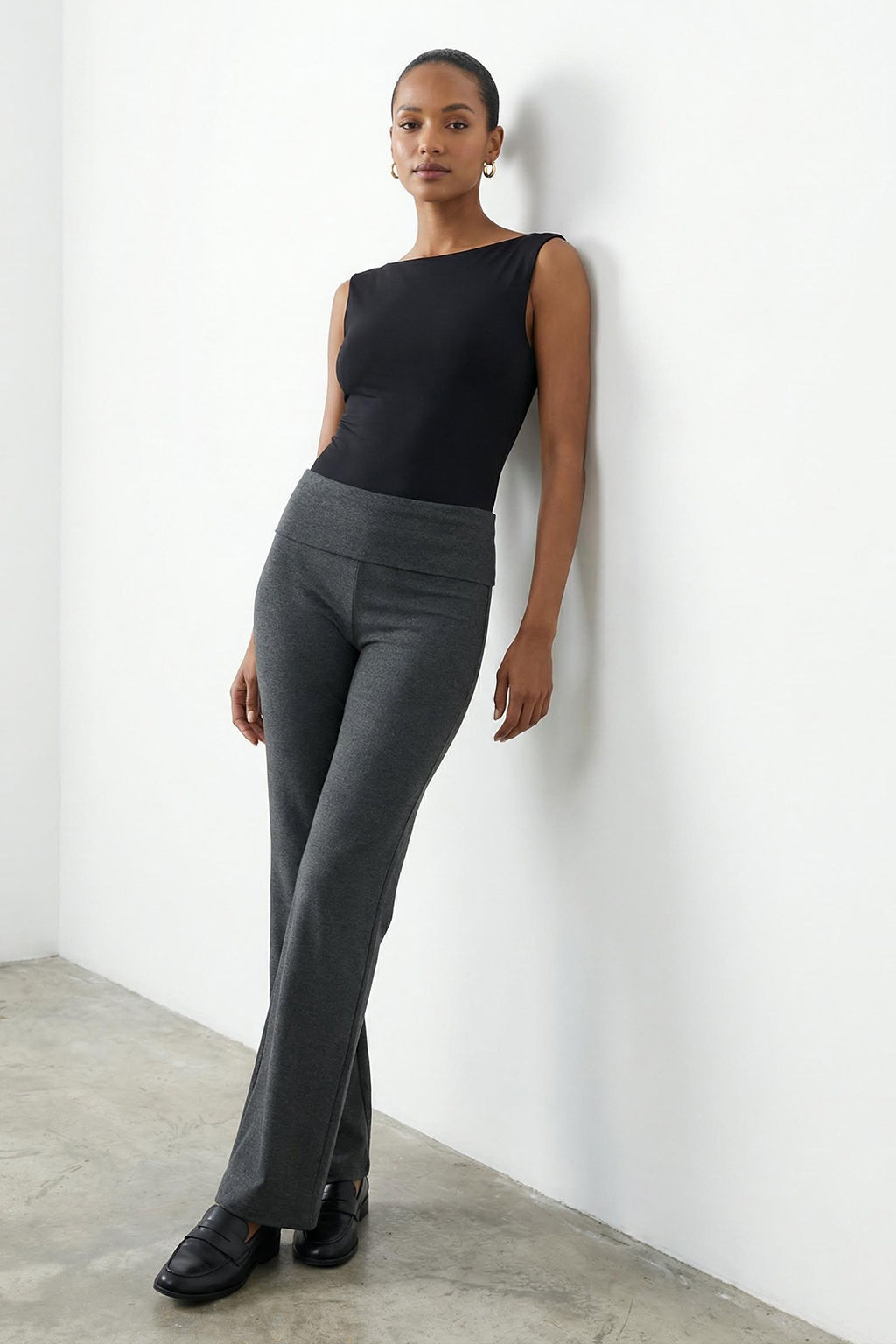 TRENDYOLMILLA Antrasit Melanj Flare/Ispanyol Paca Bel Detayl? Esnek Interlok Orme Pantolon TWOAW25PL00005 фото 16