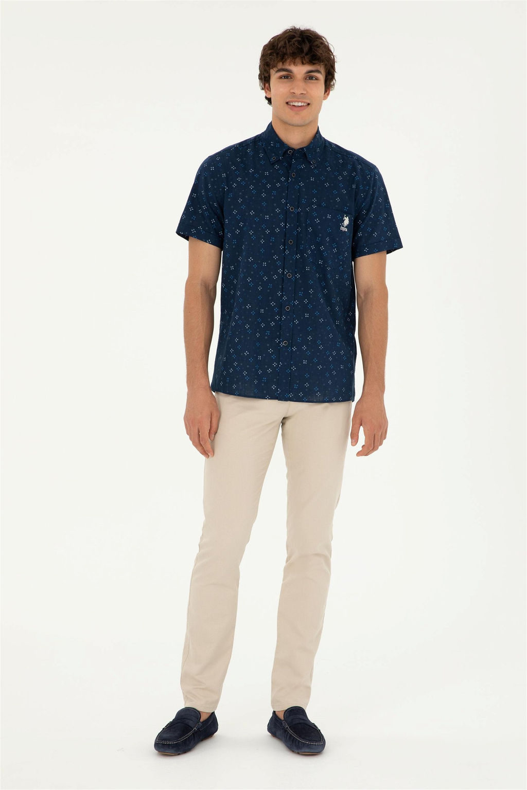 U. S. Polo Assn / Мужская темно-синяя рубашка с коротким рукавом - U.s. polo assn фото 4