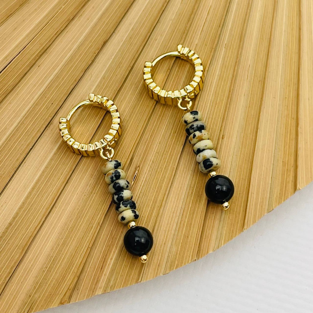 Серьги из перепелиной Яшмы и Турмалина