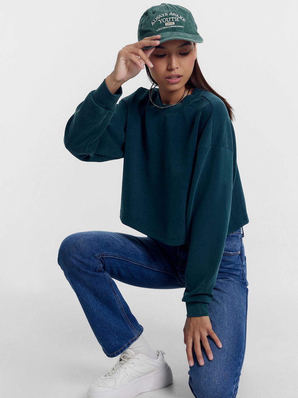 Джемпер женский изумрудный с дизайнерским принтом изумрудная варка 122962