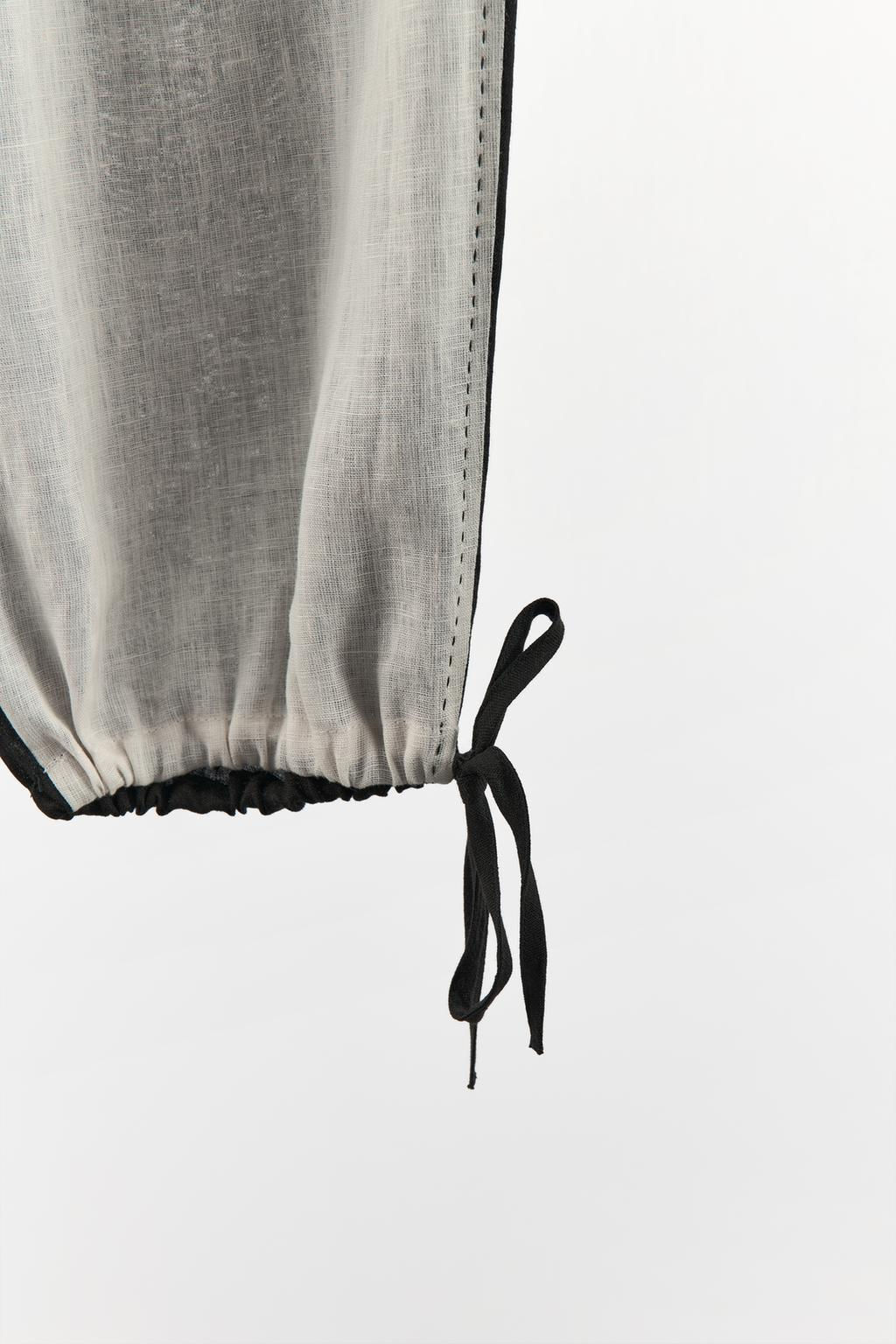 CONTRAST LINEN TROUSERS - Zara фото 12