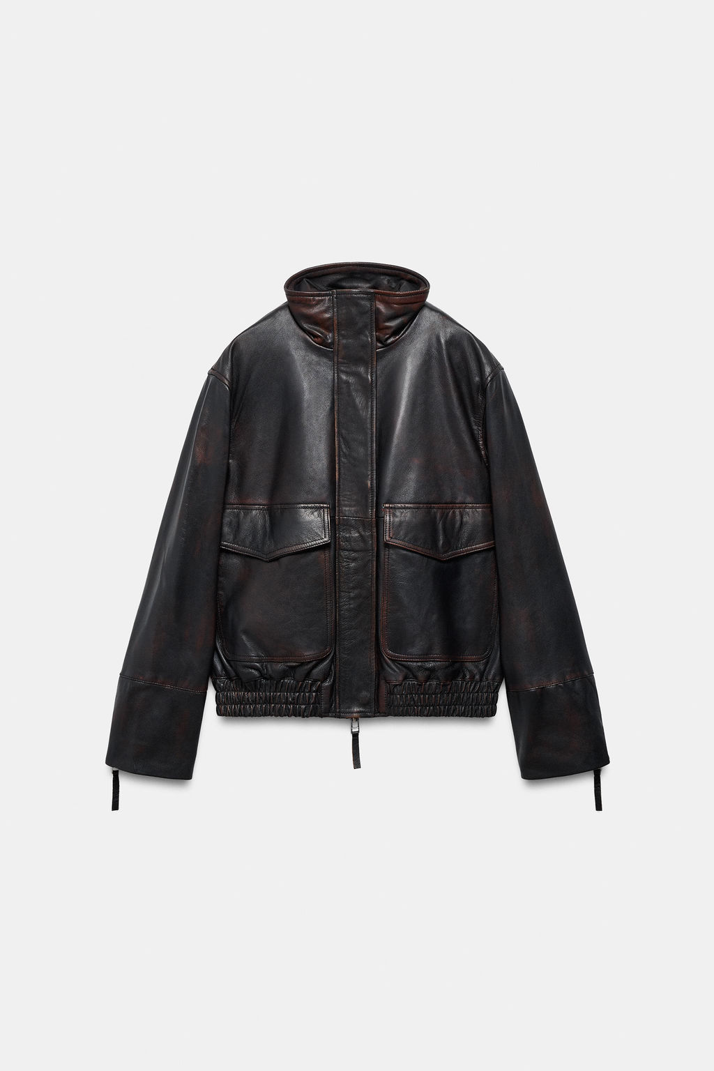 100% LEATHER BOMBER JACKET ZW COLLECTION LIMITED EDITION - Zara фото 9