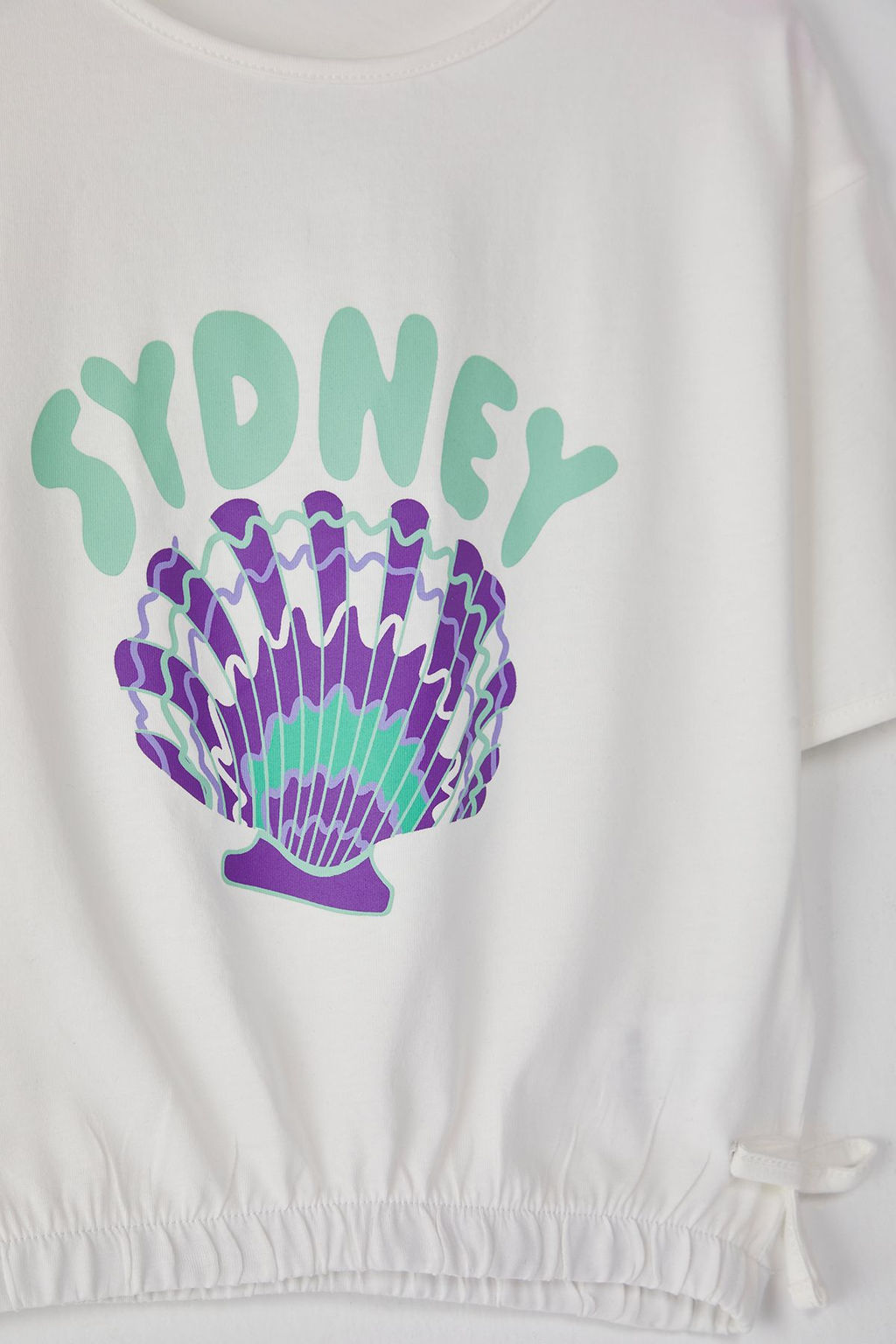 Pudra K?z Cocuk %100 Pamuk Palmiye Bask?l? Etegi Lastikli K?sa Kol Orme T-Shirt TKDSS25TS00060 - Trendyolmilla фото 2