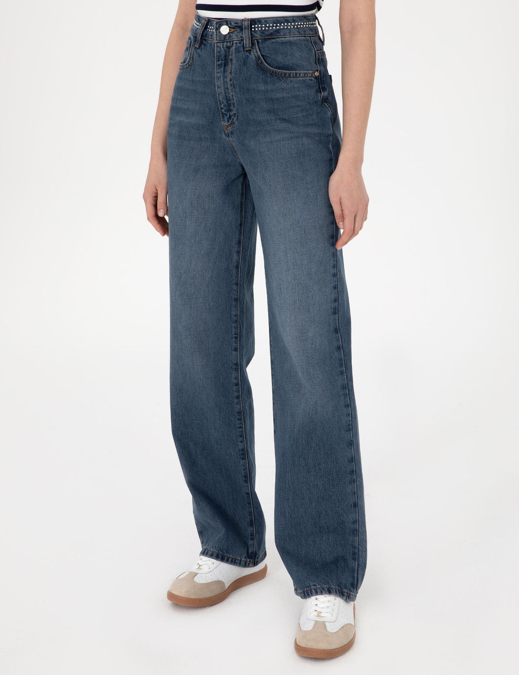 _ndigo Waist Flare Fit Jean Pantolon