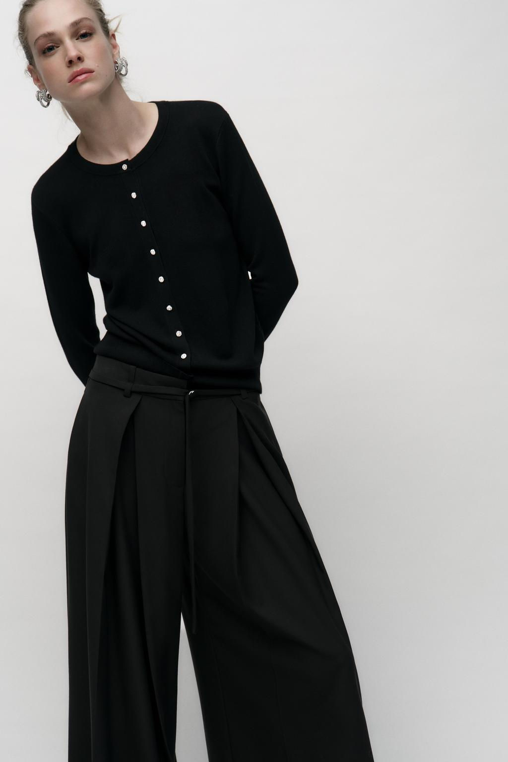 KNIT CARDIGAN WITH GEM BUTTON - Zara фото 2