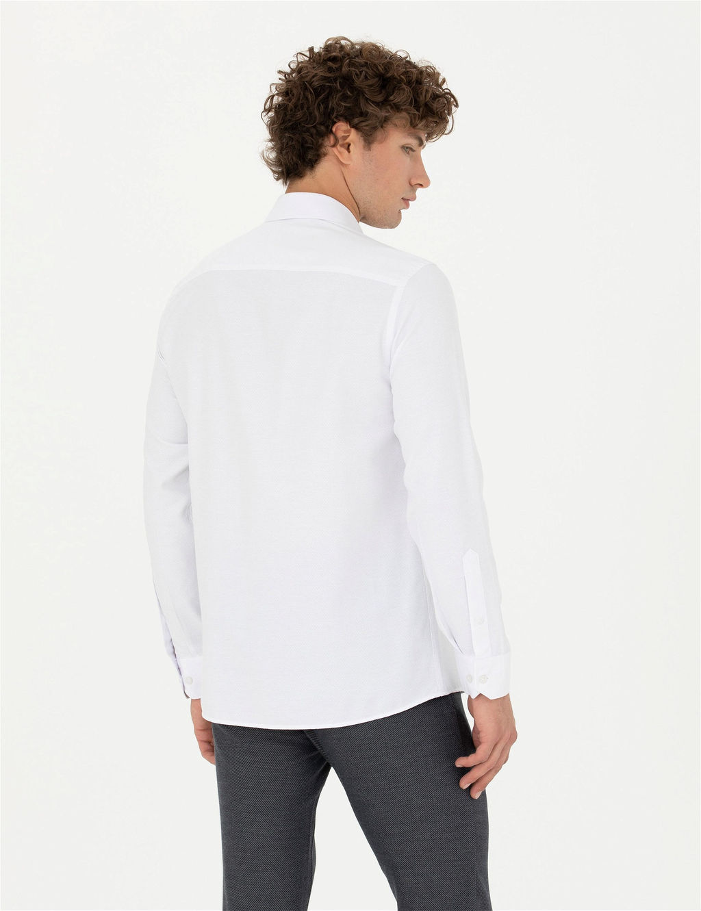 Beyaz Slim Fit Uzun Kollu G_mlek - Pierre cardin фото 5