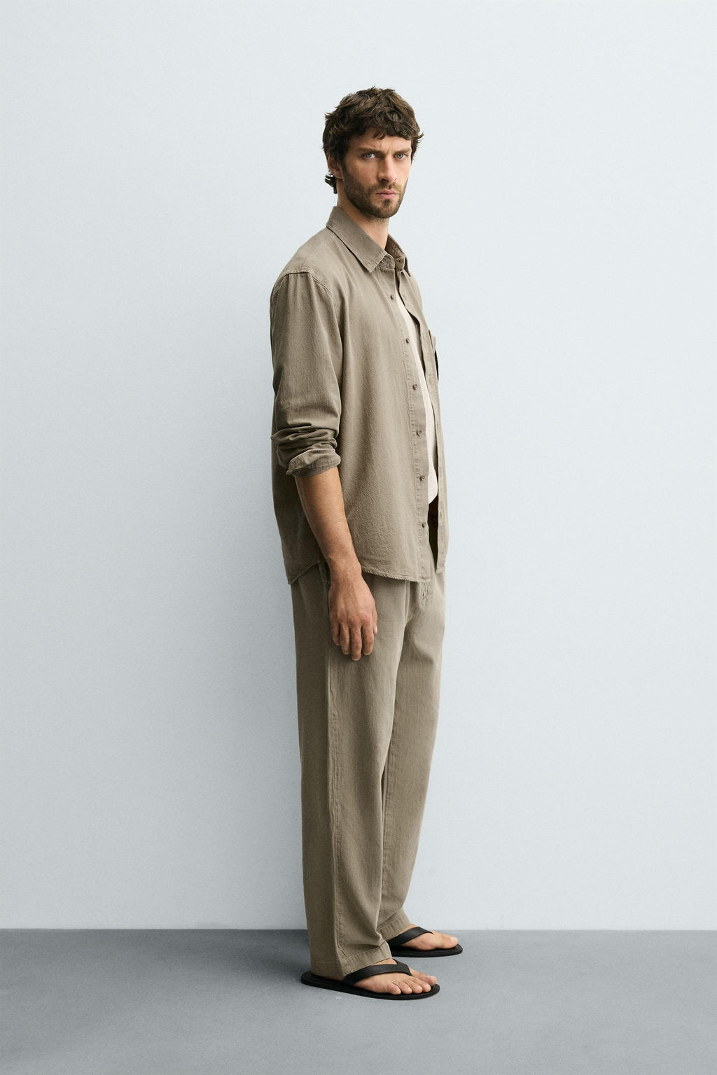 WASHED COTTON-LINEN SHIRT