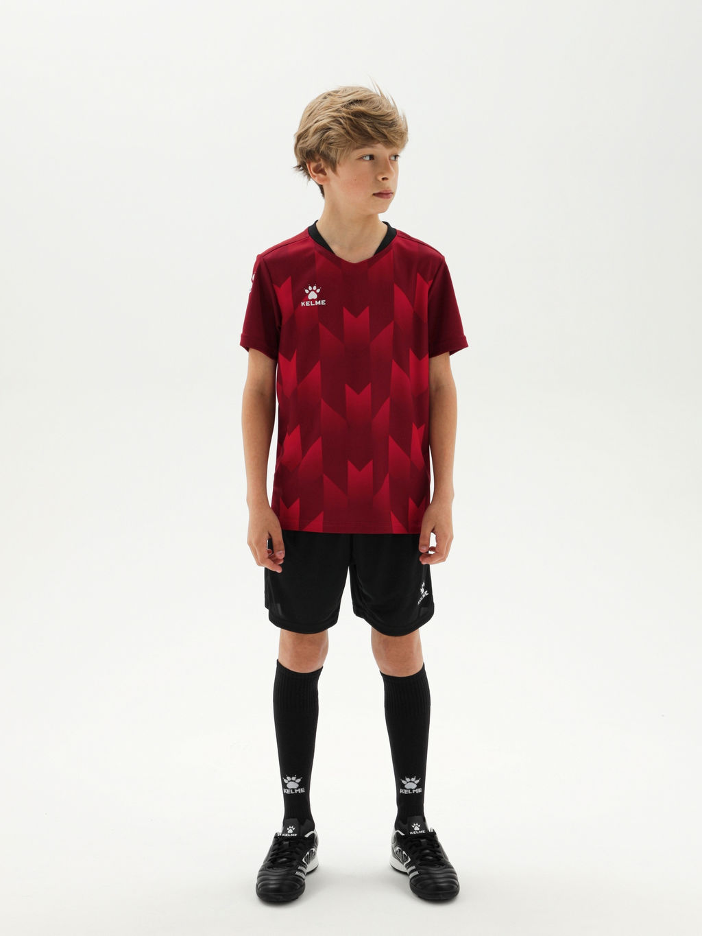 Детская футбольная форма KELME Short-Sleeved Football Suit (Burgundy/Black)