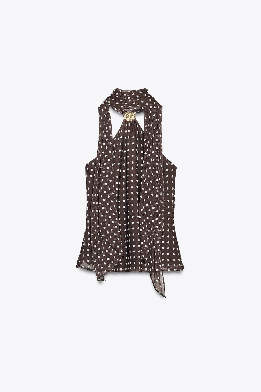 HALTER TOP WITH HARDWARE AND POLKA DOTS - Zara фото 7