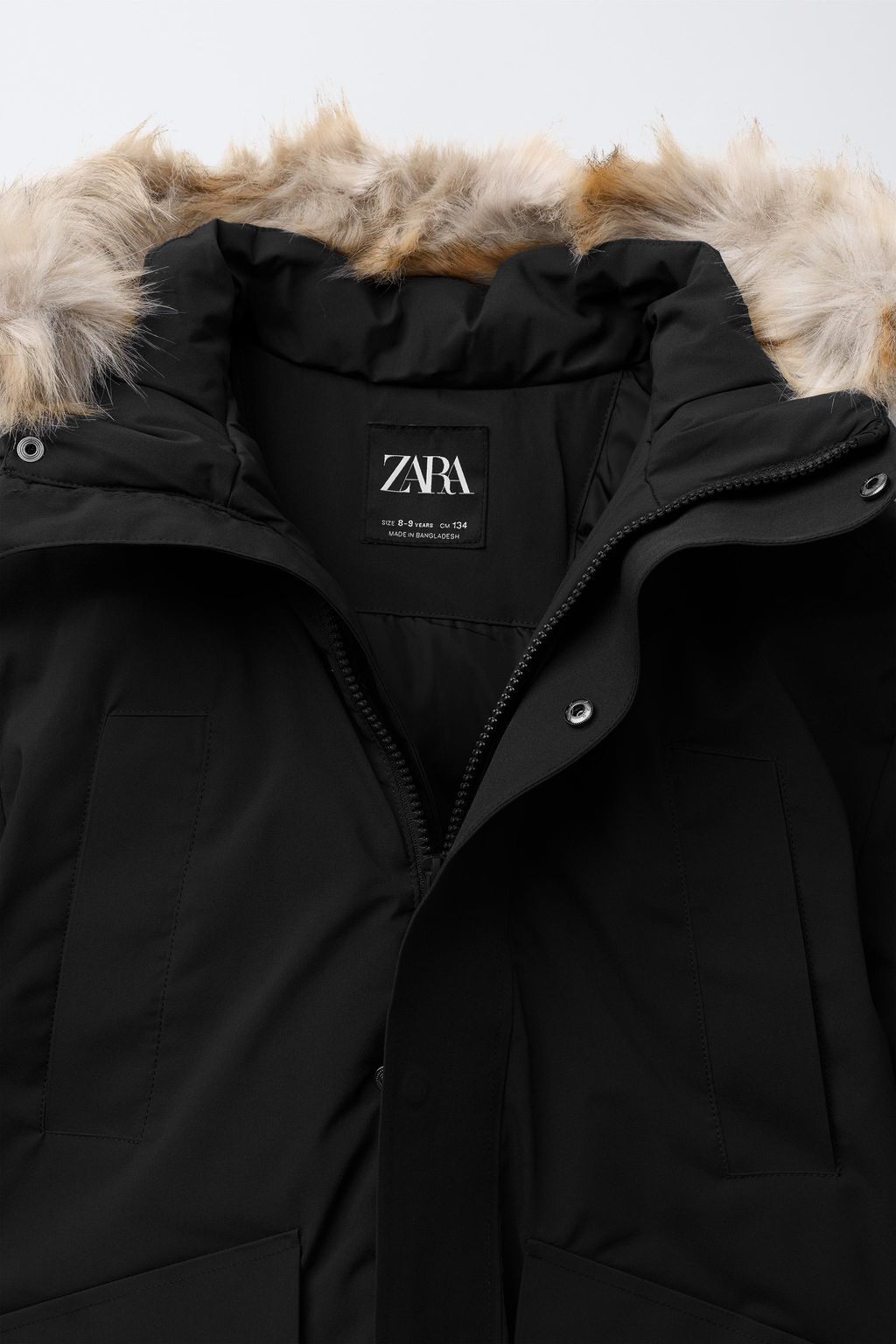 LONG FEATHER AND DOWN WATER-REPELLENT PUFFER JACKET WITH DETACHABLE FAUX FUR HOOD - Zara фото 6