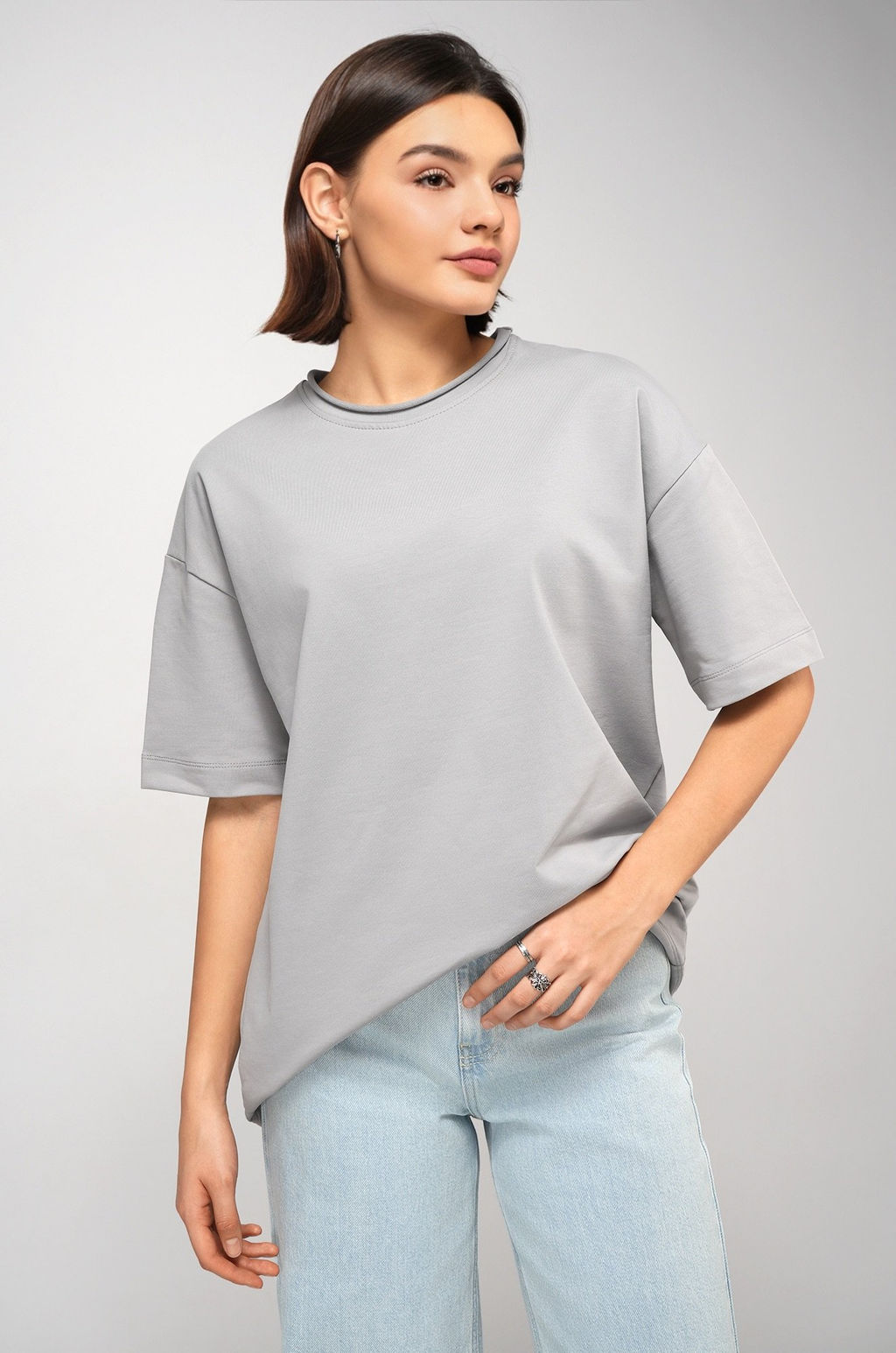 Женская футболка оверсайз из футера двухнитки Happyfox