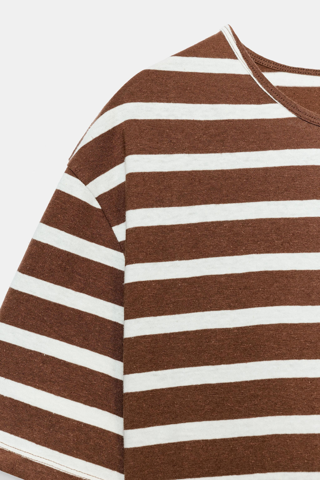 CAMISETA MANGA CORTA RAYAS / Marr?n - Zara фото 8