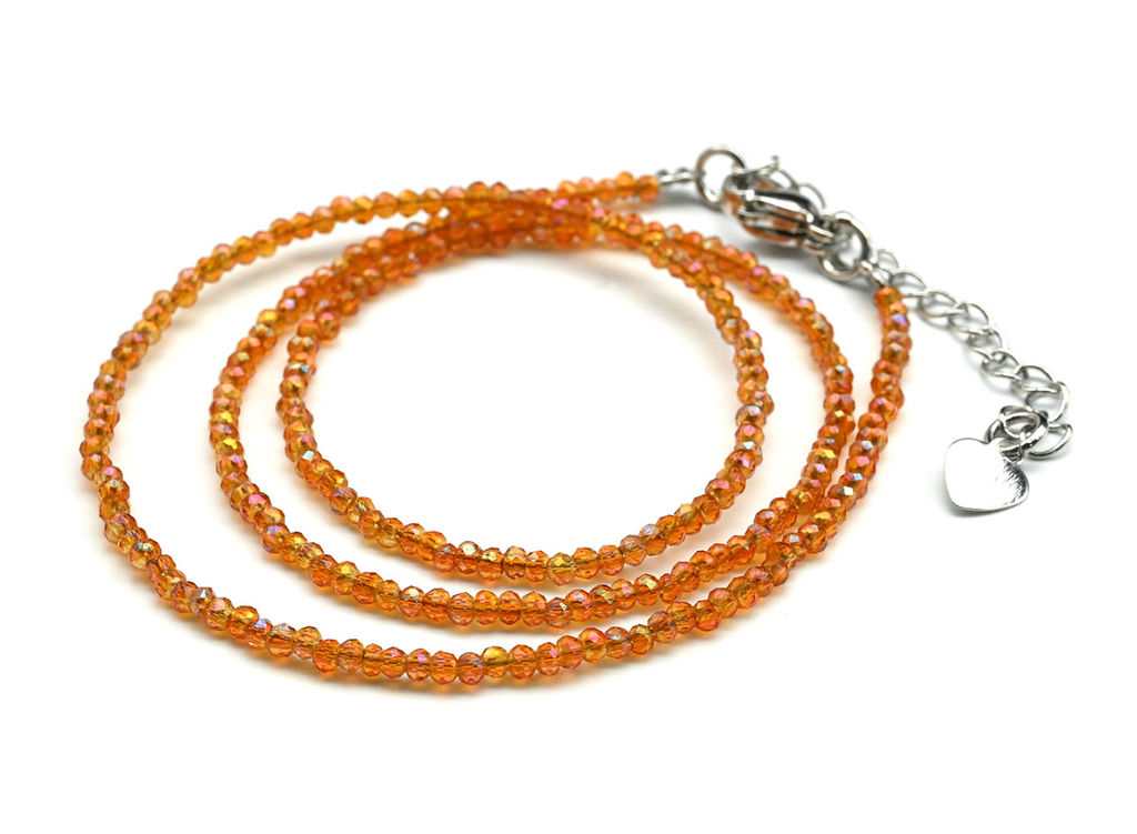 Чокер из циркона шарик гр.2мм цв.рыжий, 37см