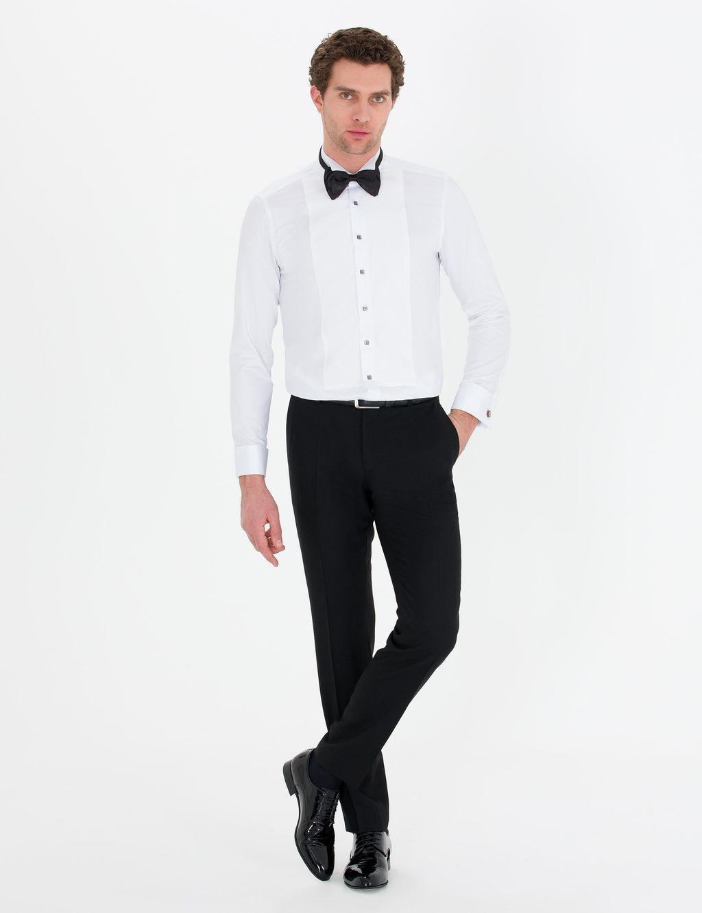 Белая приталенная рубашка под смокинг - Cacharel фото 4