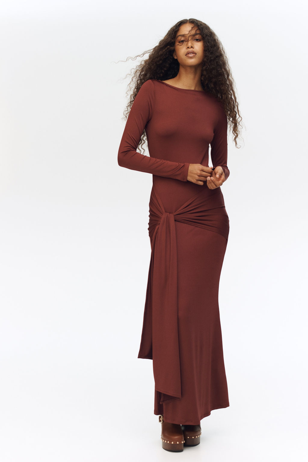 Tie-detail jersey dress - H&m фото 3