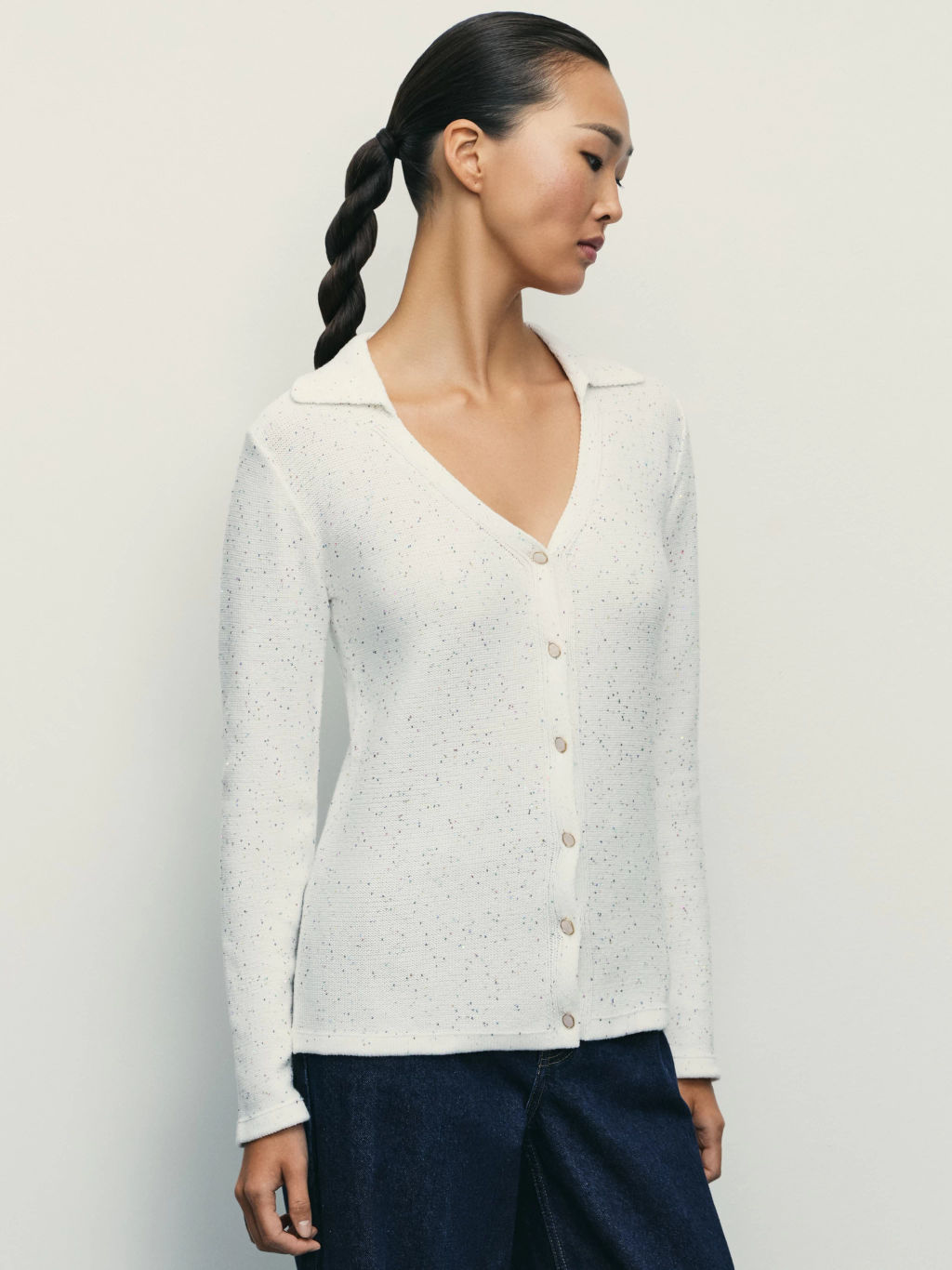 Кардиган из хлопка с пайетками / Zarina фото 4