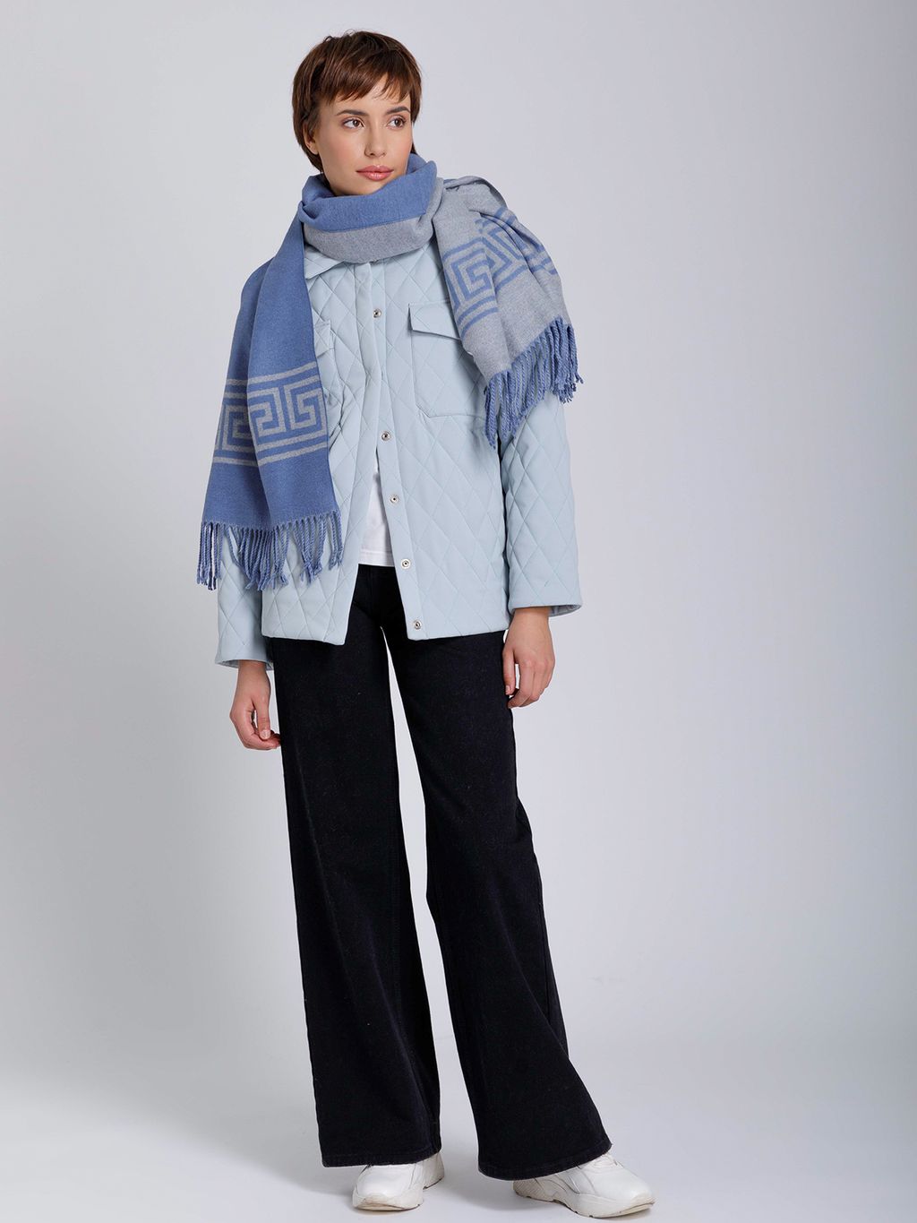 В составе шерсть и кашемир! теплый двусторонний палантин - Tantino фото 4