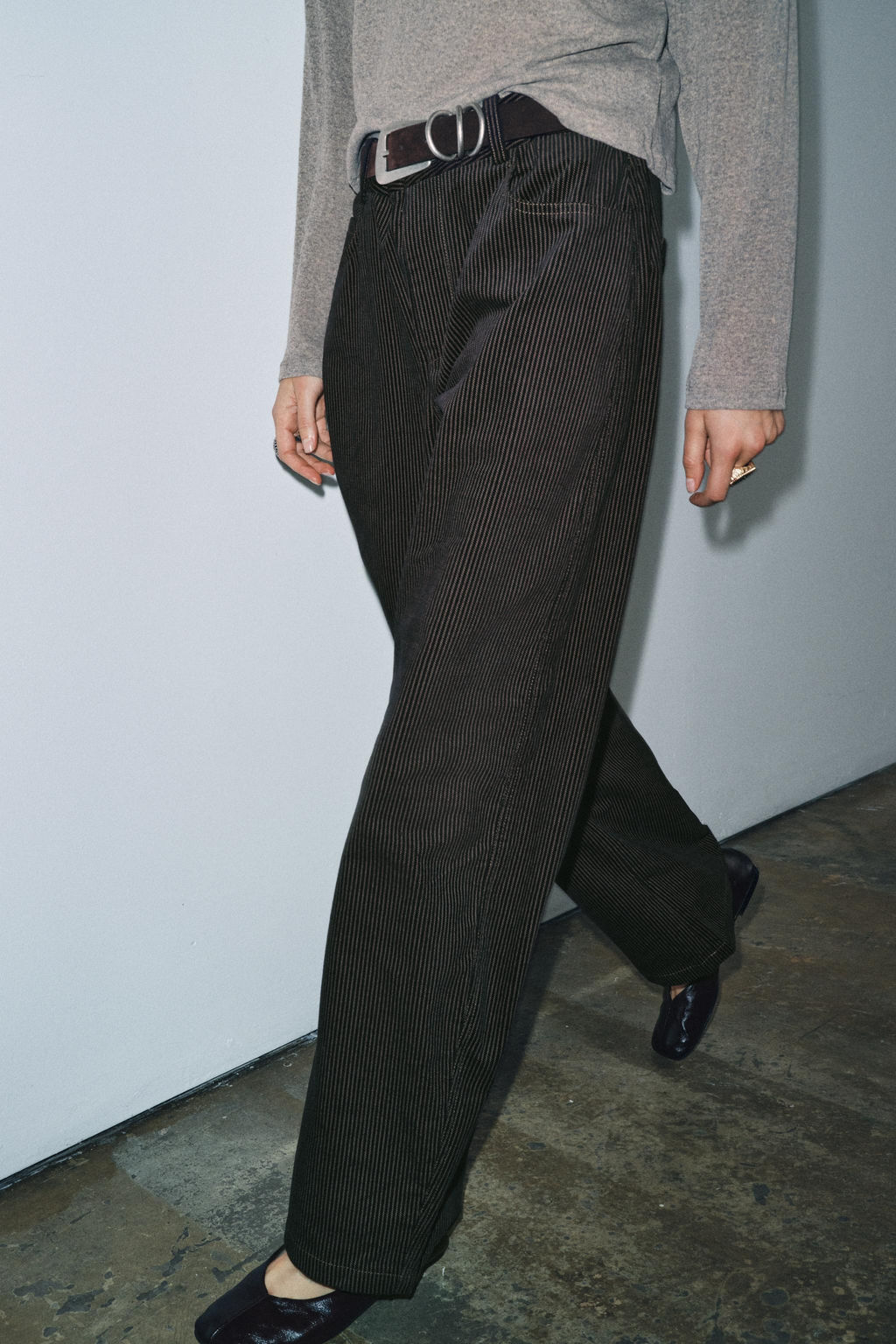 ZW COLLECTION STRIPED WIDE-LEG TROUSERS