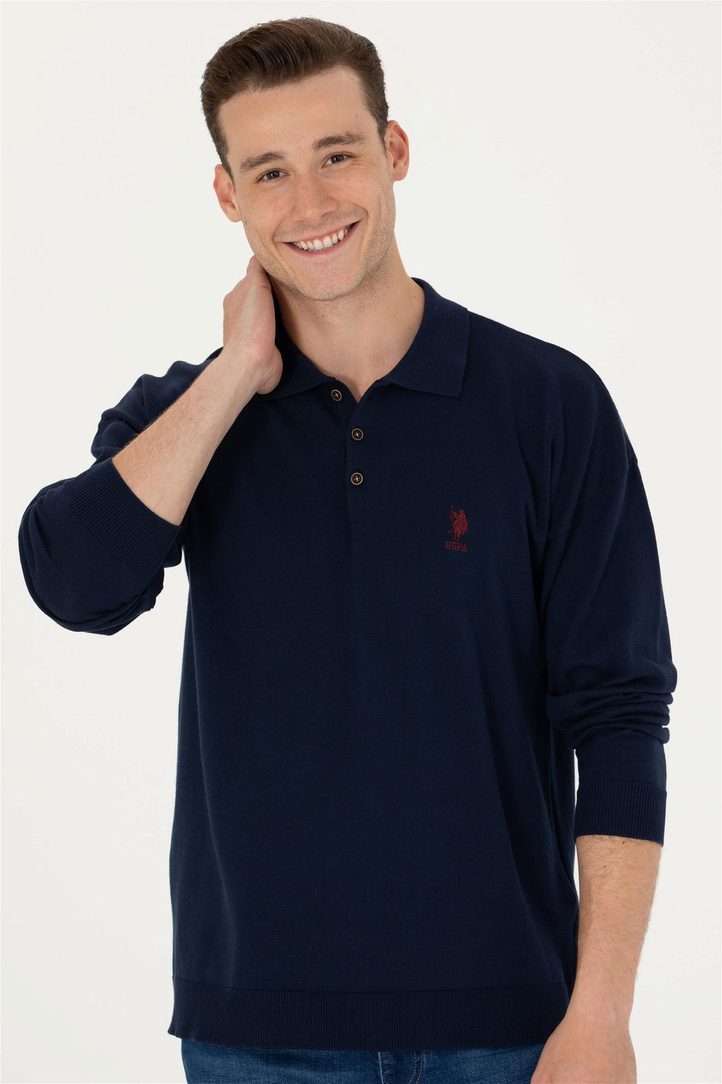 U. S. Polo Assn Мужской темно-синий базовый свитер - U.s. polo assn фото 4