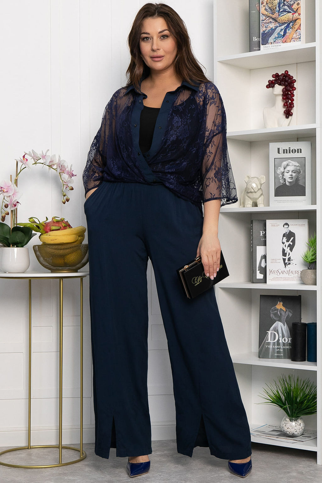 Костюм Кружевная история (синий) К13799-13М - Lt collection фото 2