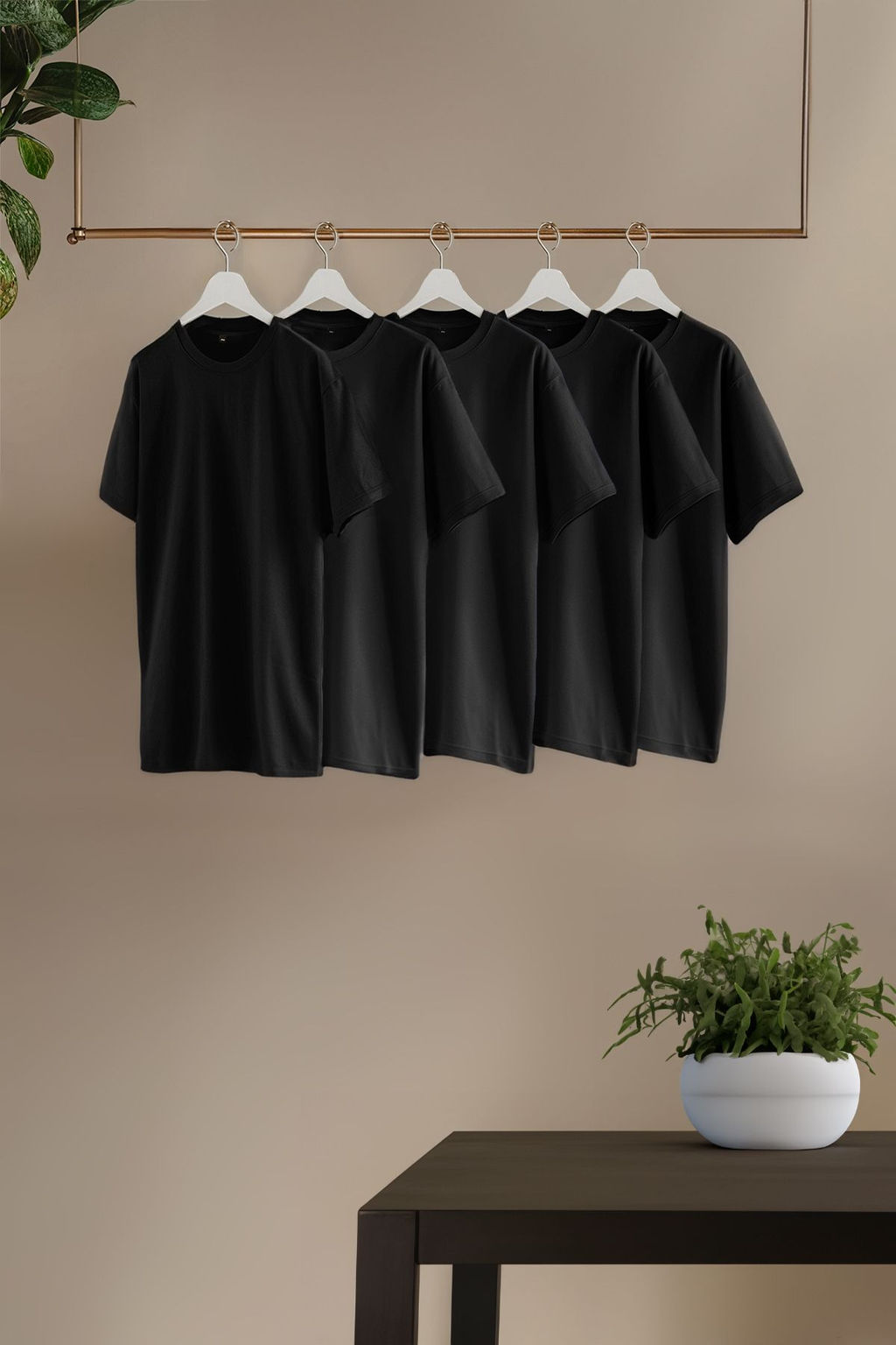 TRENDYOL MAN Siyah-Kahverengi-Gri-Tas-Beyaz Slim/Dar Kesim 5li Paket %100 Pamuk Tok Kumas T-shirt TMNAW20TS0243 - Trendyolmilla фото 13