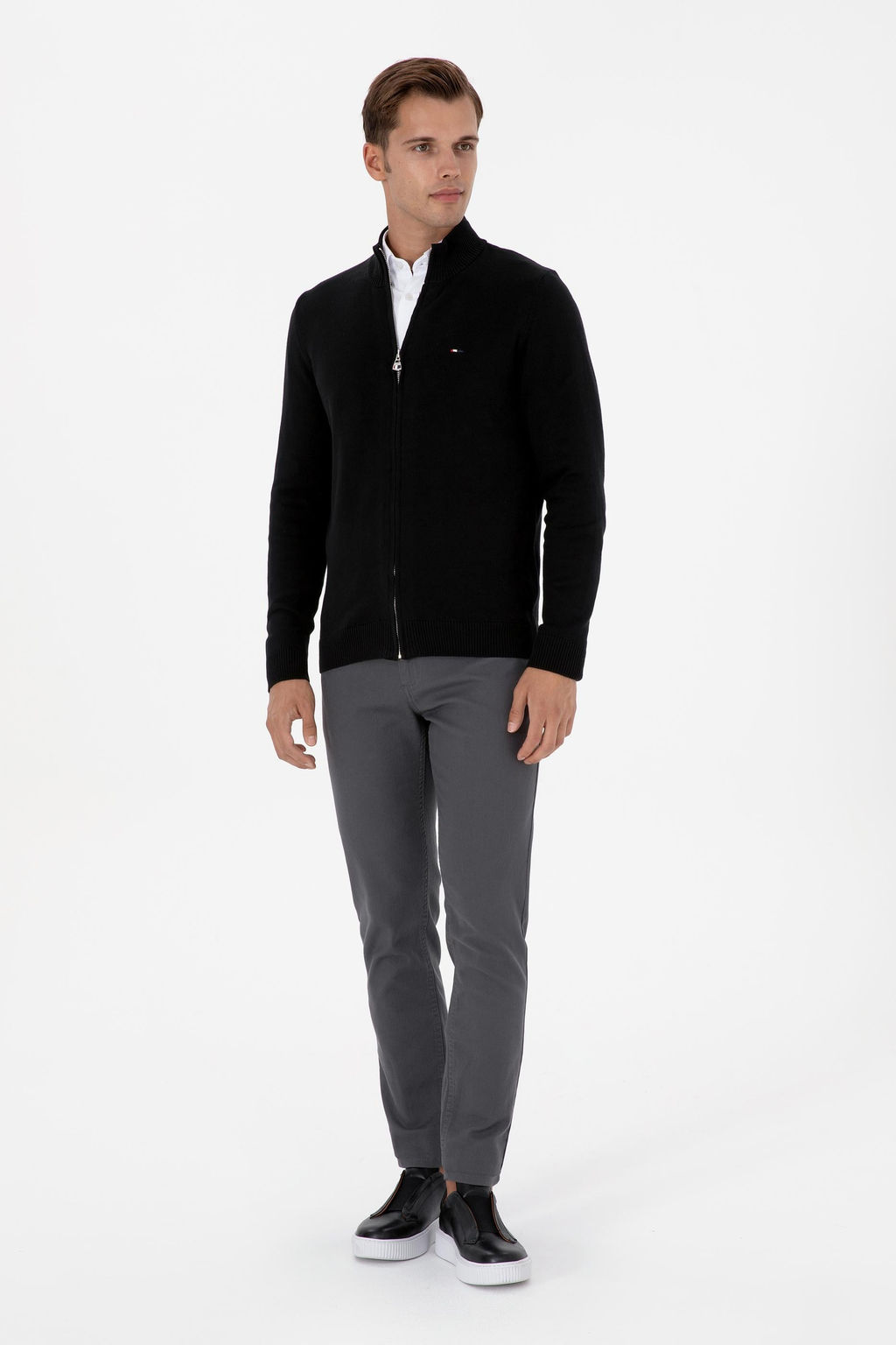 Erkek Slim Fit Gri Kanvas / Chino Pantolon