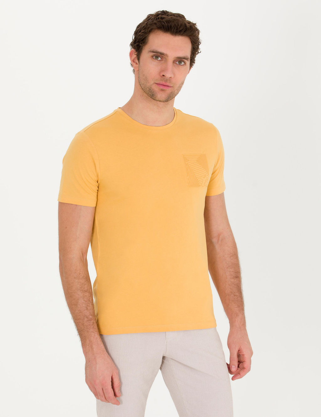 Hardal Bisiklet Yaka Slim Fit T-Shirt