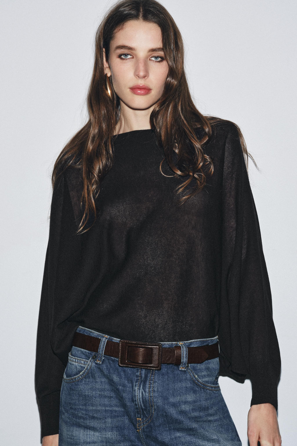 LEATHER BELT WITH COVERED BUCKLE