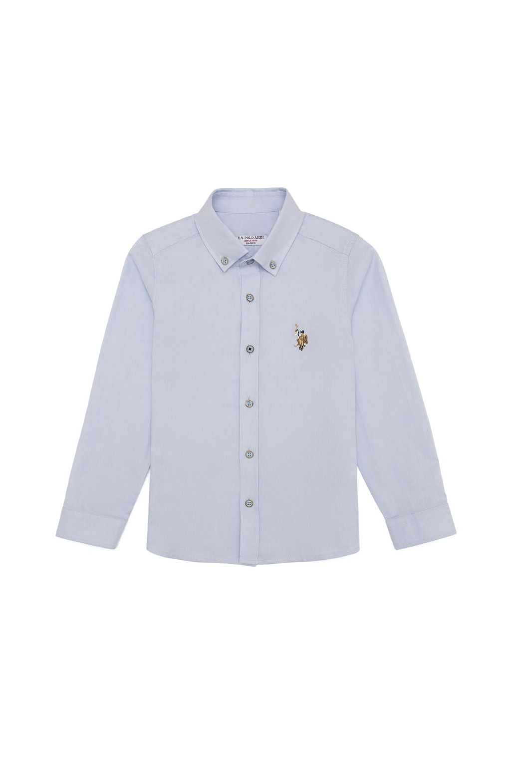 Голубая базовая рубашка с длинным рукавом для мальчика Неожиданная скидка в корзине - U.s. polo assn фото 2